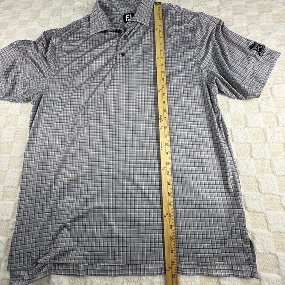 FootJoy Men's Large Gray Plaid Polo Shirt Sunnyside Country Club Sleeve Logo - Picture 6 of 13